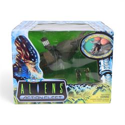 Three Galoob Aliens Action Fleet micromachines, comprising Drop Ship, Narcissus and Armoured Personnel Carrier, all boxed