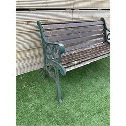 Cast metal and wood slatted garden bench - THIS LOT IS TO BE COLLECTED BY APPOINTMENT FROM DUGGLEBY STORAGE, GREAT HILL, EASTFIELD, SCARBOROUGH, YO11 3TX