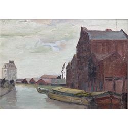 Margaret Parker (Northern British 1925-2012): 'River Hull', oil on board signed and titled verso 19cm x 27cm
