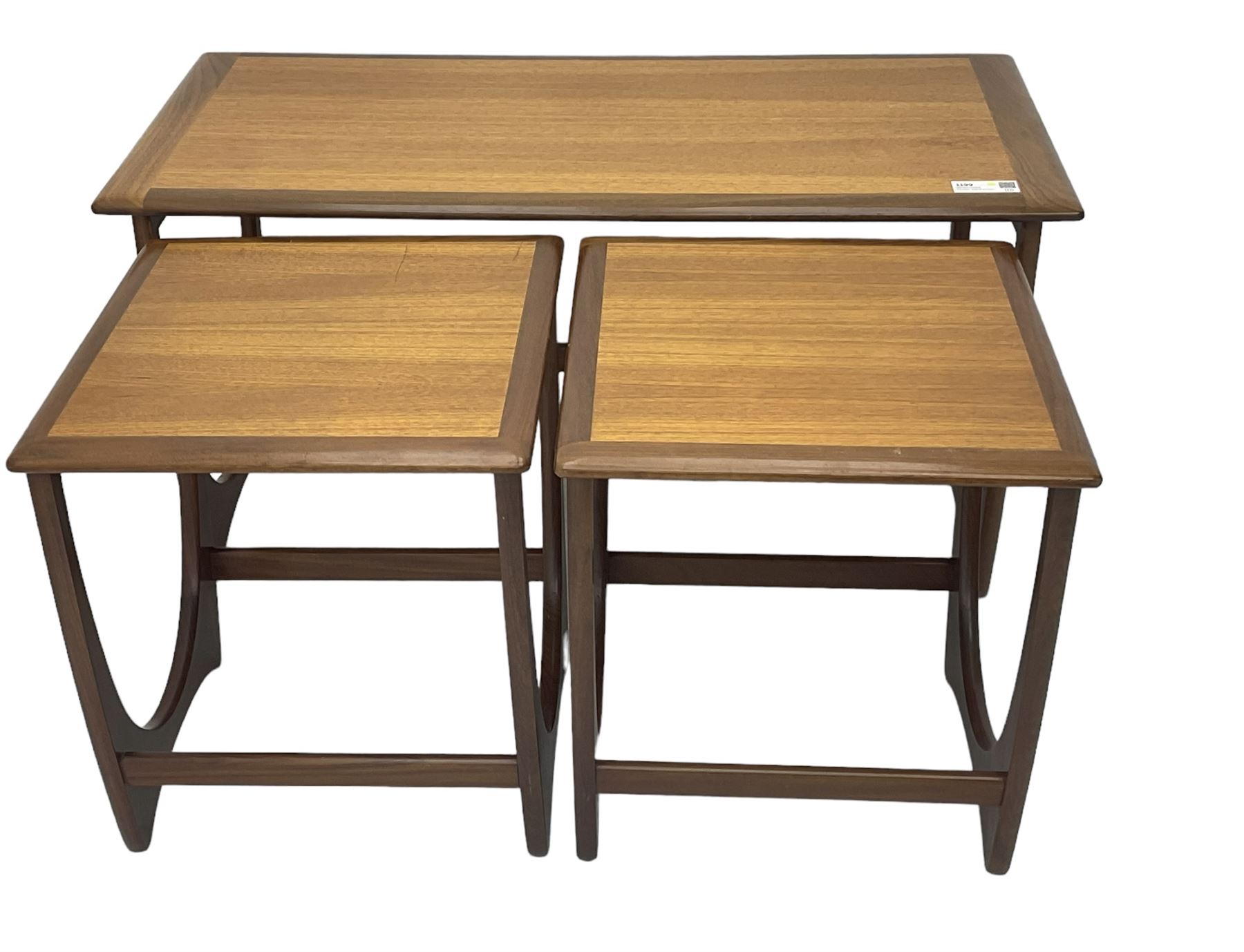 G-Plan - teak 'Astro' long-john nest of three tables, large rectangular coffee table and two square nesting tables