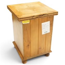 Barker & Stonehouse - pair of contemporary flagstone and mango wood bedside chests, the rectangular inlaid top over three drawers with metal ring handles, on compressed bun feet