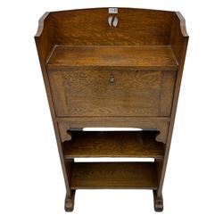 Early 20th century oak fall front secretaire bookcase
