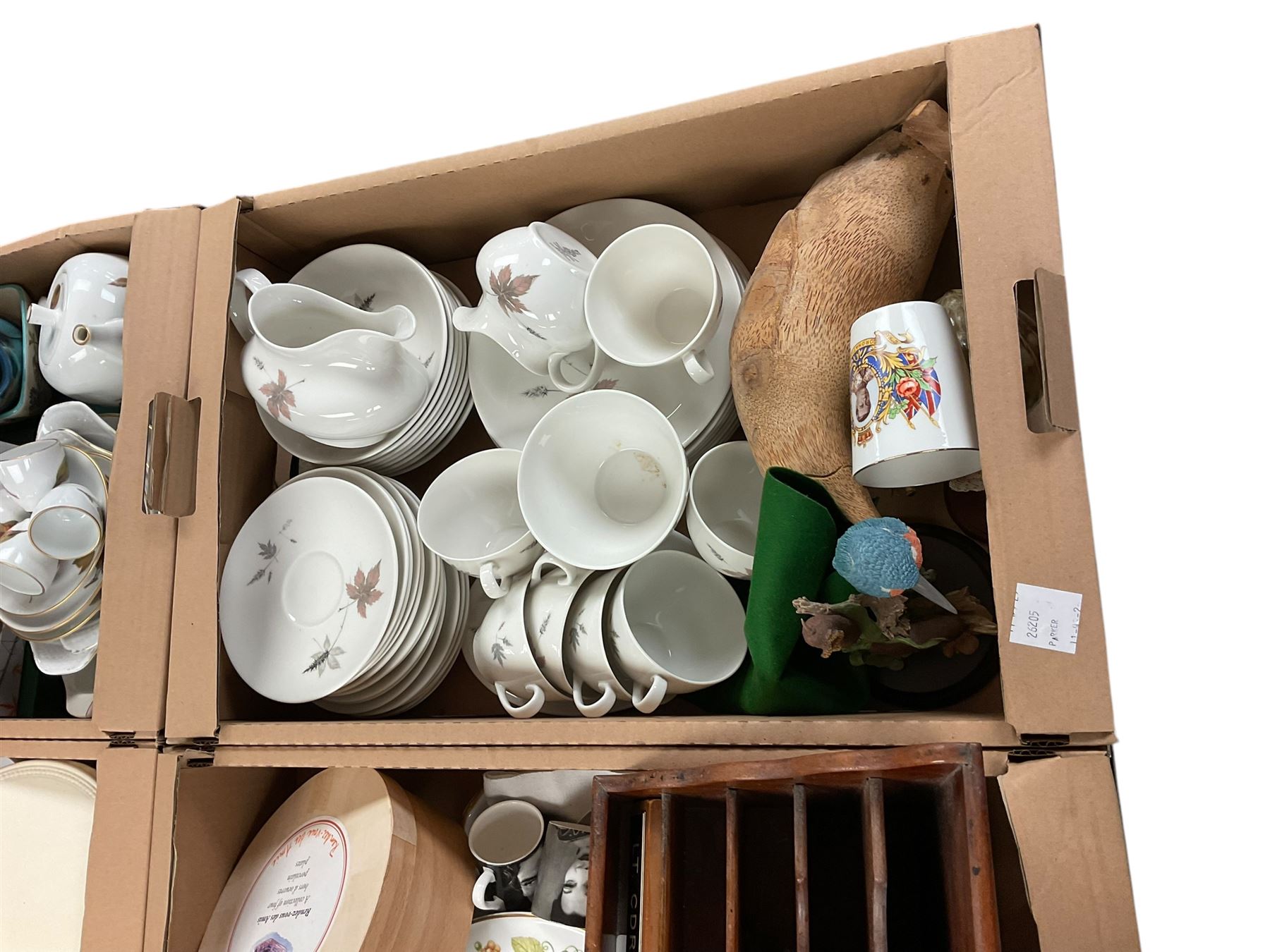 Beswick Labrador and donkey together with Royal Evesham ceramics and other decorative ornaments, in six boxes 