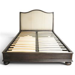 Frank Hudson - king size 'Safari' bed with charcoal finish and linen headboard over slatted base