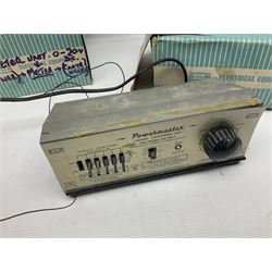 Quantity of loose unused 'N' gauge track; H. & M. Powermaster Variable Transformer Unit, Model R.C.1 Rectifier Controller, Selector Switch Unit and Meter Unit; all boxed; and small quantity of booklets
