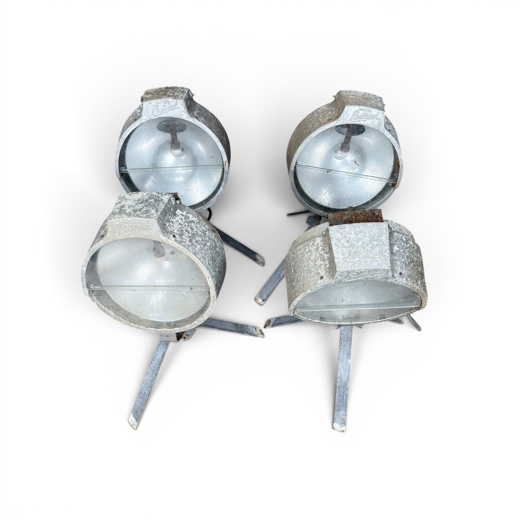 Bullfinch Lighting - collection of four gas floodlights on tripod bases (Small Stands)