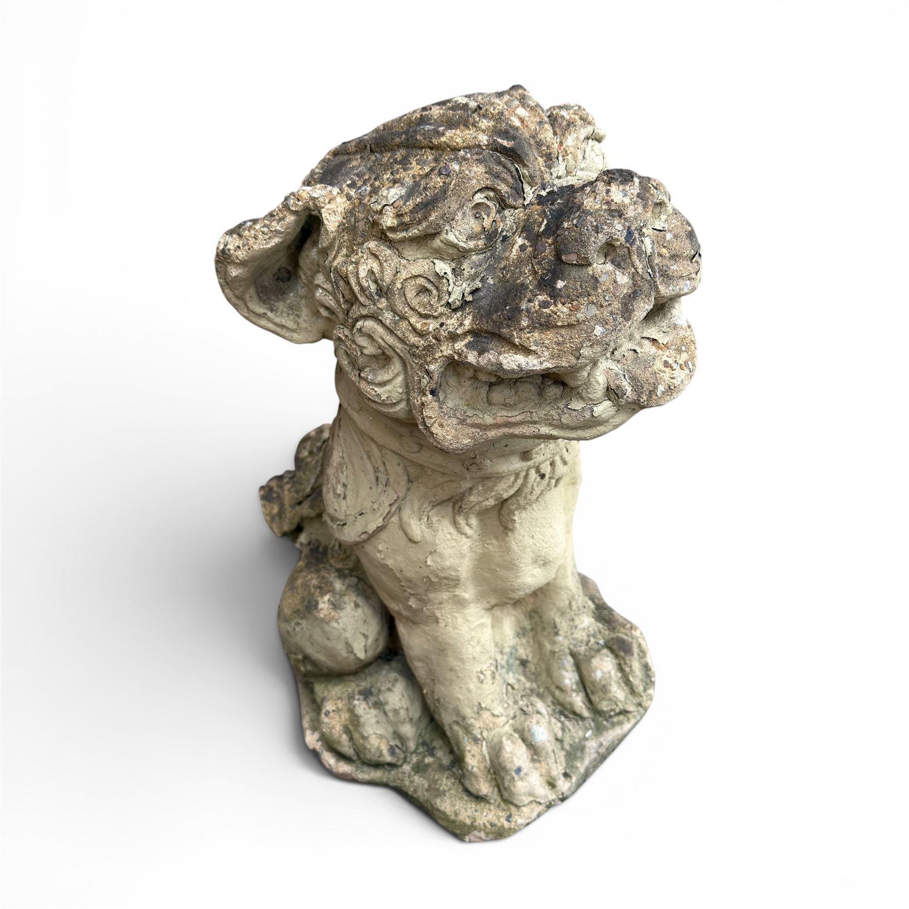 Pair of cast stone garden dogs of foo