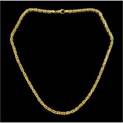 9ct gold Byzantine link chain necklace, hallmarked