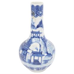 Chinese blue and white vase of cylindrical form, decorated with dragons amongst foliage, together with two other vases 