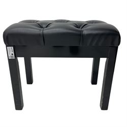 Roland - HP-109 digital mini-grand piano, in black high gloss lacquered case, on square tapering supports with spade feet and brass castors; together with matching adjustable stool 