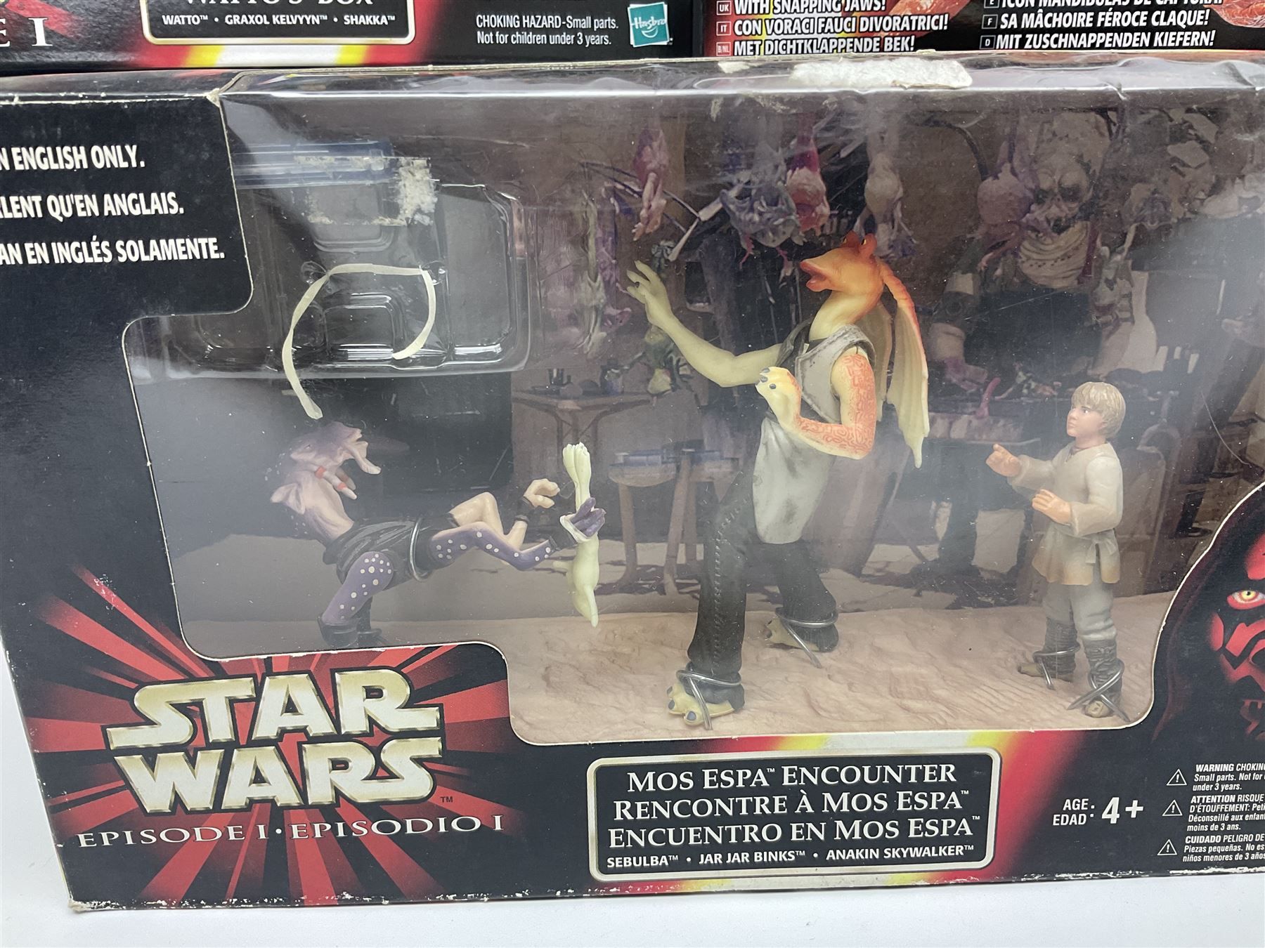 Star Wars - Episode 1 - Kaadu & Jar Jar Binks, Jabba The Hutt, two x Mos Espa Encounter, Opee & Qui-Gon Jinn, Watto's Box, Ammo Wagon & Falumpaset, Gungan Assault Cannon, Sith Speeder & Darth Maul, Armoured Scout Tank with Battle Droid and Gungan Catapult Accessory Set; all boxed (11)