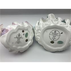 Six Royal Doulton figures, comprising Romance HN2430, Sarah HN3978, Rachel HN3976, Patricia HN3365, Elizabeth HN4426 and Reverie HN2306, all with printed mark beneath  