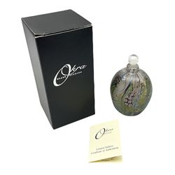 Okra glass scent bottle, by Richard P Goulding entitled Wisteria, 2006, with certificate of authenticity and original box, H14cm