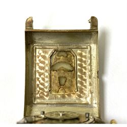 Swiss early 20th century 9ct gold manual wind Jump Hour wristwatch watch, Glasgow import marks 1932, on expanding gilt strap