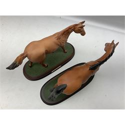 Collection of Beswick horse figures, to include Red Rum on a wooden plinth,  Lammtarra on oval plinth, Morgan Horse Black and three others, together with Royal Daulton Appaloosa Foal and a USSR horse