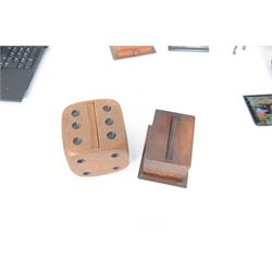 Collection of early 20th century and later novelty cigarette dispensers, including Japanese marquetry example, Players Navy Cut box, dice design etc  