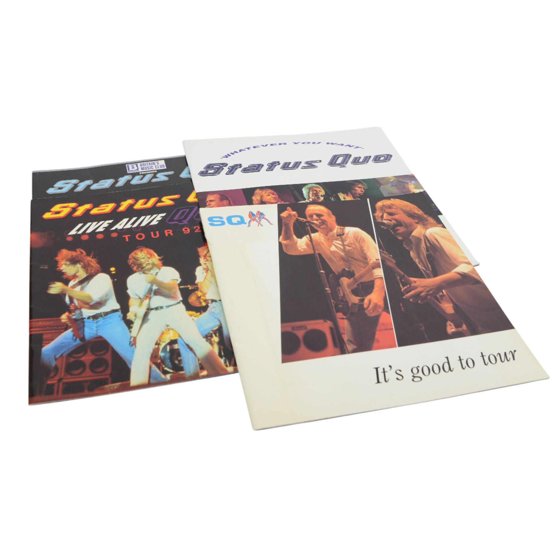 Status Quo memorabilia, including limited edition What You're Proposing AB Blues 7 inch single, supporters club magazines, tour programmes, calendar, etc 