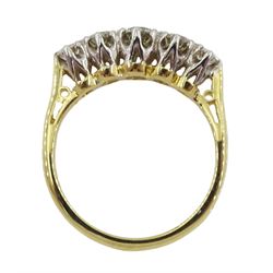 18ct gold five stone round brilliant cut diamond ring, hallmarked, total diamond weight 0.77 carat, with certificate