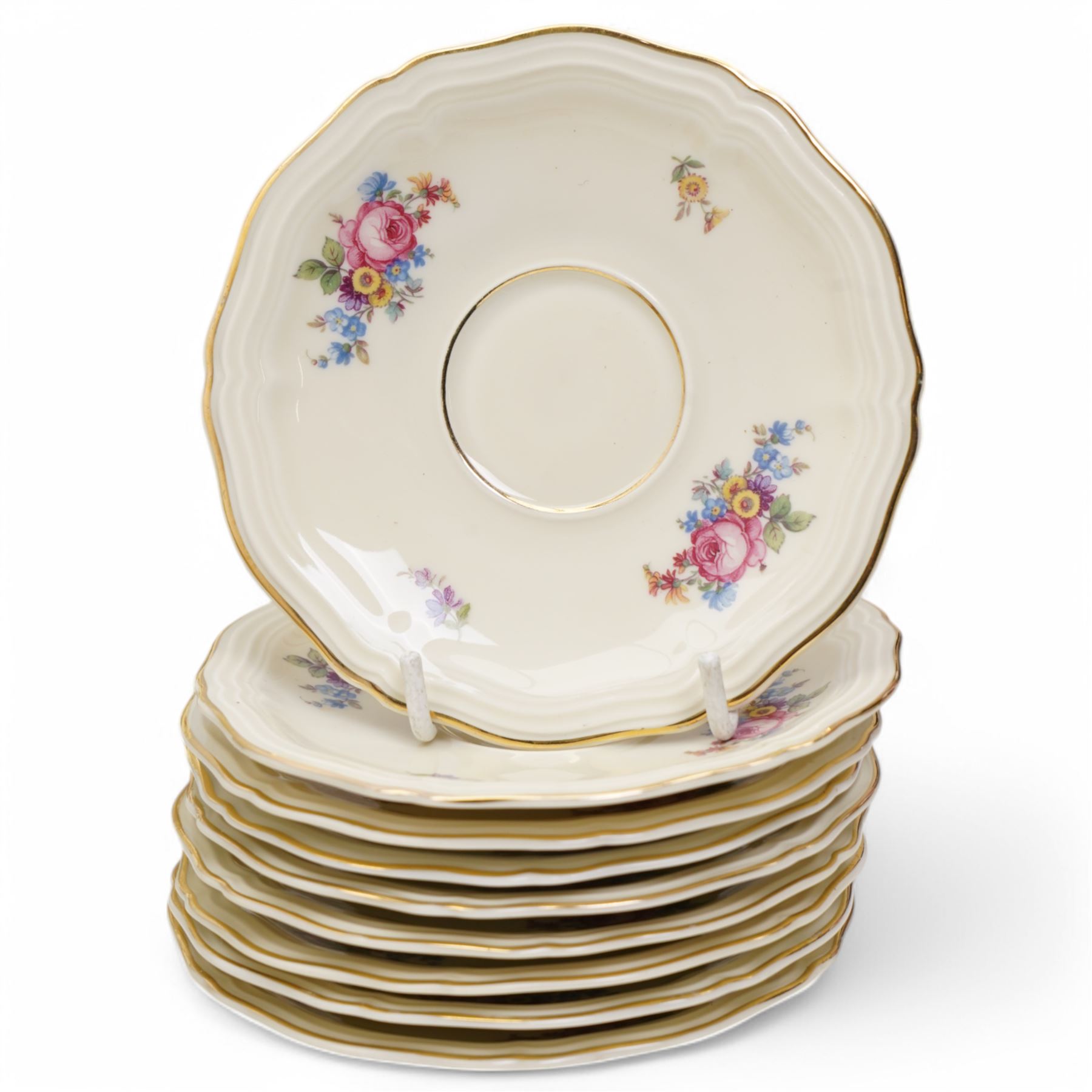 Rosenthal Chippendale part tea service for twelve, comprising teapot, covered sucrier, milk jug, tea cups, coffee cups and saucers, serving dishes etc