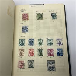 World stamps including Andorra, Austria with 1858 and later issues, Belgium with imperfs and later, Belgium, Cuba, Czechoslovakia, Denmark, Ireland, France, Germany with Hamburg, Lubeck, Oldenburg, Saxony etc, Greece, Hungary, the Netherlands, Spain etc, housed in two albums 