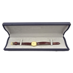  Ladies Longines 18ct gold cased wristwatch, in original presentation box with related papers   