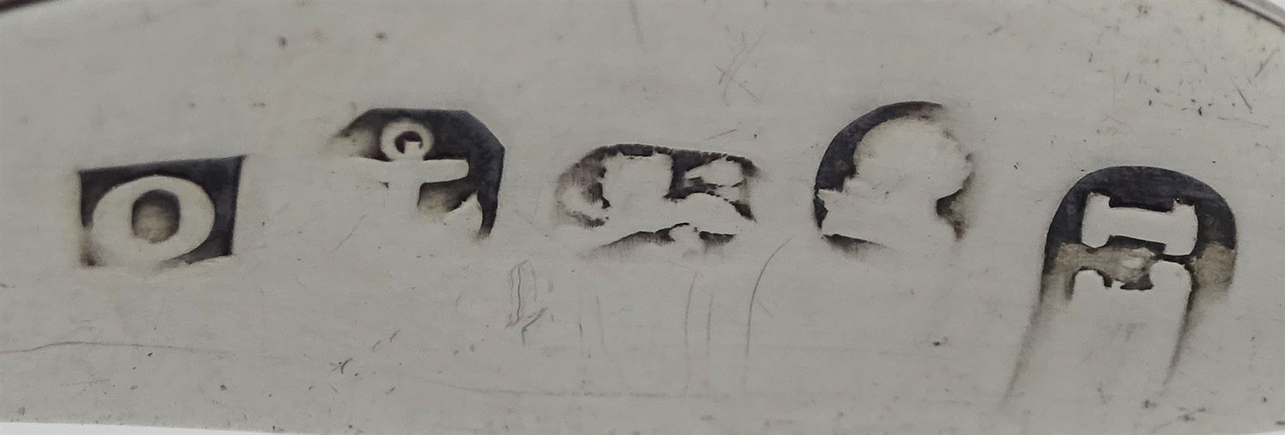 George III silver heart shaped caddy spoon, makers mark IT, Birmingham 1812, gold diamond stick pin, silver cigarette case by Henry Matthews, Birmingham 1906, three silver thimbles and a silver table spoon Fiddle pattern  by John Stone, Exeter 1842