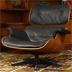 Charles and Ray Eames for Herman Miller - lounge chair, moulded veneered plywood shell wit...
