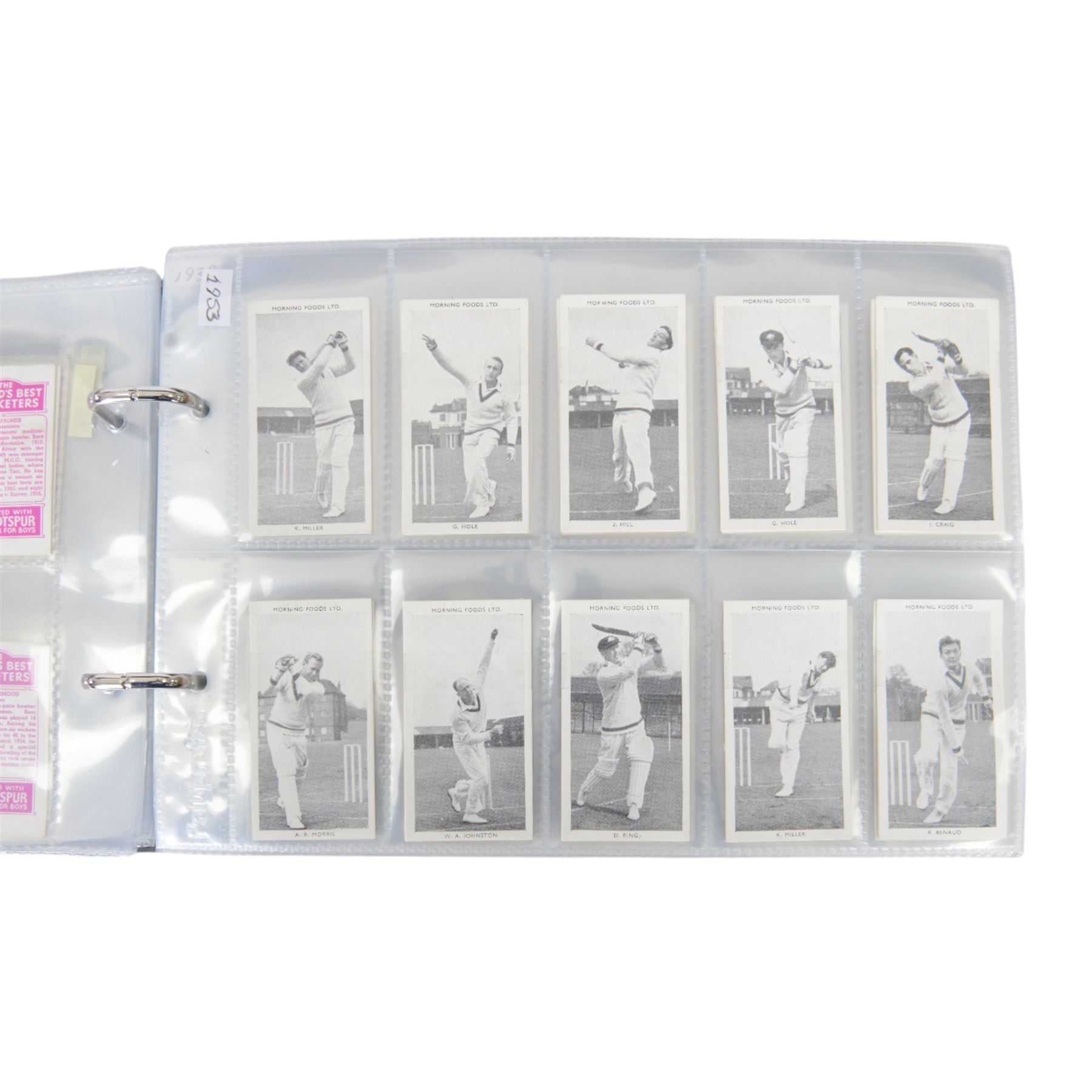 Collection of Edwardian and later Cricket related trading and cigarette cards, including complete set of fifty 1908 Will's Cigarettes Cards, fifteen 1922 The Boys Realm Famous Cricketers cards, part set of 1926 Players Cricketers Caricatures by RIP,  full set of sixteen 1958 Master Cricketing Series New Zealand, complete set of twenty five 1953 Mornflake Test Cricketers, etc, housed in three albums