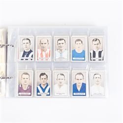 Collection of Edwardian and later Football related trading and cigarette cards, including forty-nine of fifty 1906 Ogden's Football Club Colours, 1922 PALS Footall series, ninety of one hundred 1925 Gallaher Famous Footballers, complete set of forty-four 1926 Ogden's Captains of Association Football Clubs and Colours, complete set of fifty 1927 Players Football Caricatures by MAC,  complete set of fifty 1927 Players Football Caricatures by RIP,  complete set of fifty 1930 Players Association Cup Winners, complete set of 50 1933 Ogdens AFC Nicknames etc, housed in brown cigarette card album