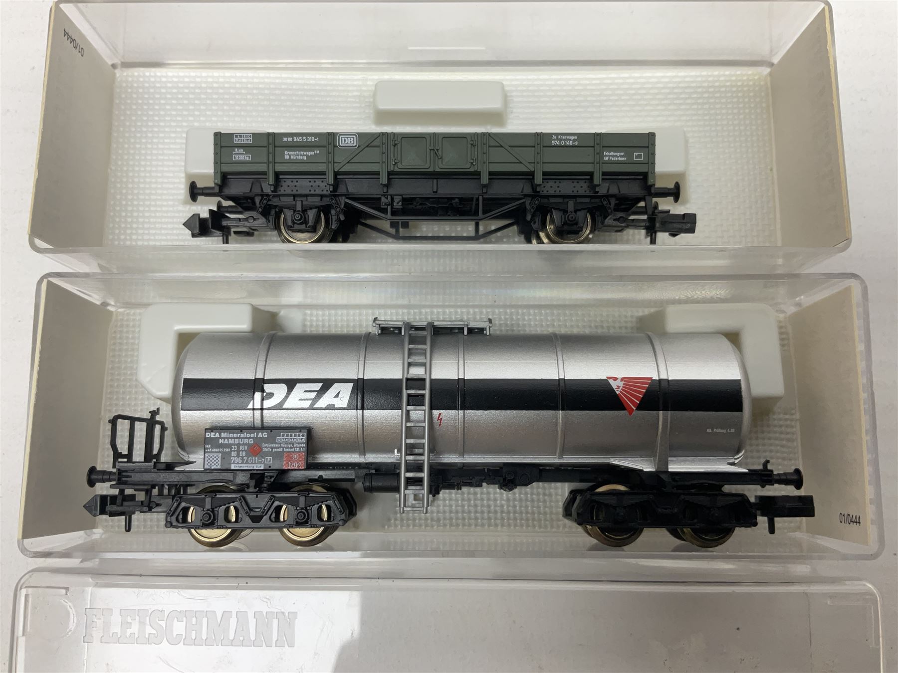 Fleischmann 'N' gauge - thirteen goods wagons Nos.8201K, 8234K, 8240K, 8282, 8325, 8330, 8372K, 8488K, 8515K, 834606K, 852401K, 852404K & 868523K; all boxed (13)