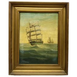 Edward King Redmore (British 1860-1941): Ships at Full Sail, oil on board signed 30cm x 23cm