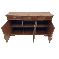 Georgian design mahogany sideboard, fitted with three drawers and three cupboards, inlaid detail