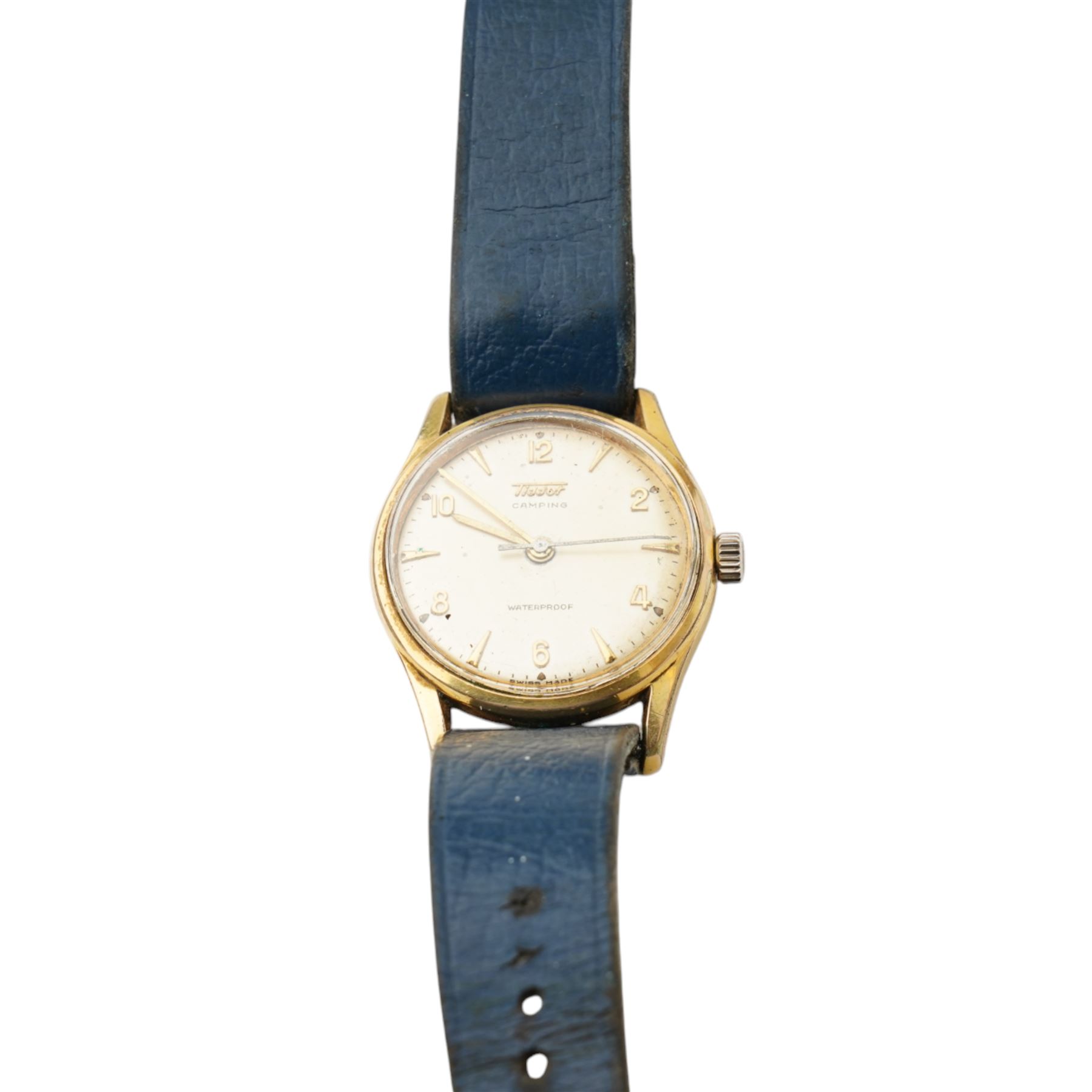 Zenith 9ct gold manual wind wristwatch, London 1948, on gilt strap, Vertex 9ct gold manual wind wristwatch, on expanding gilt strap, Tissot Camping gold-plated and stainless steel manual wind wristwatch, one other Tissot and four other wristwatches