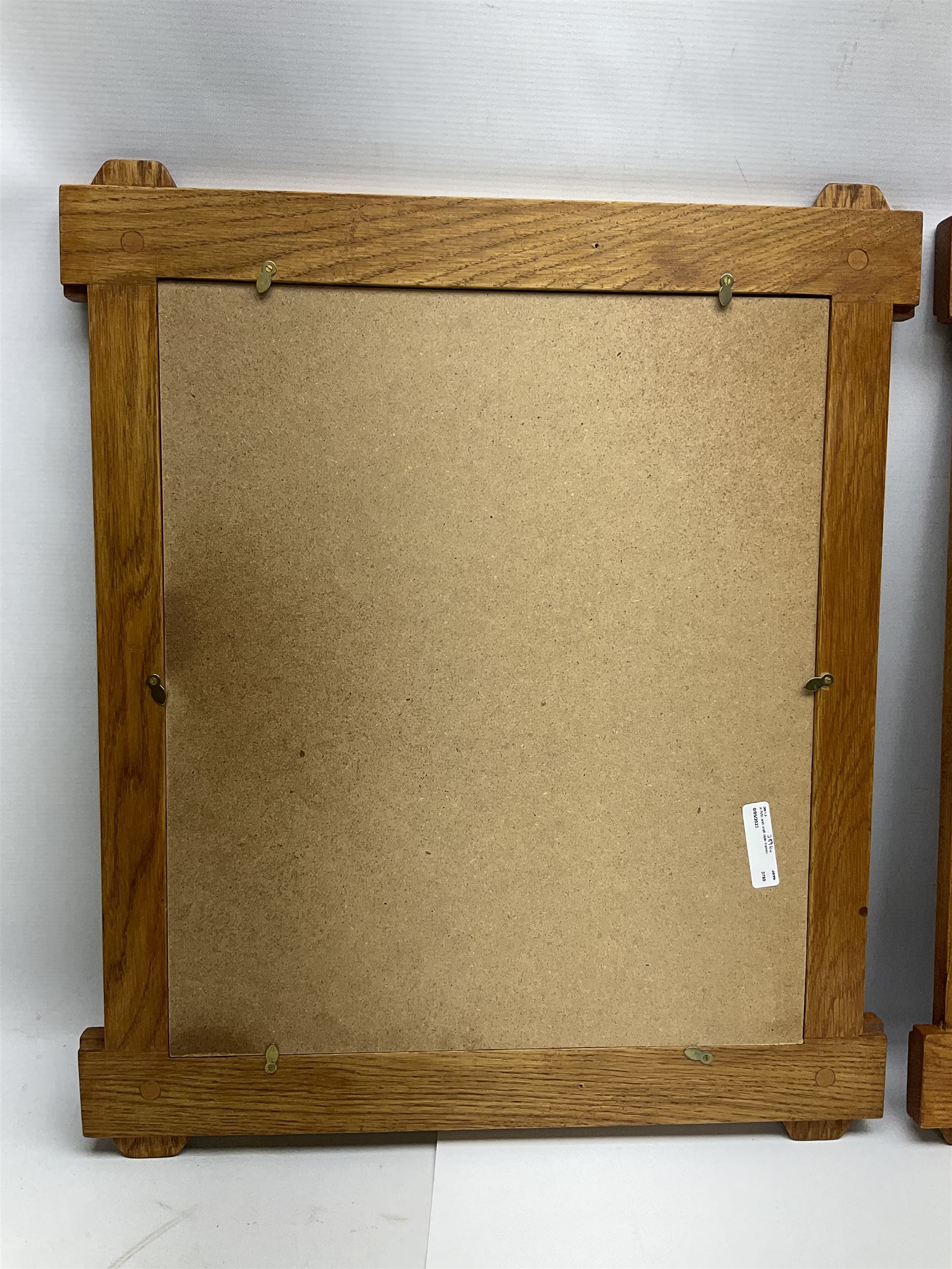 Six Arts and craft style oak frames, H62cm, L52cm 
