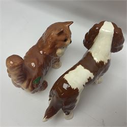 Seven Beswick figures, to include King Charles Spaniel 2107A, ginger cat 1898, Jack Russell 2109 etc