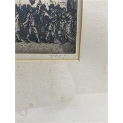 William Strang (Scottish 1859-1921): 'The Colonnade', drypoint etching c.1914 signed in pencil 51cm x 41cm