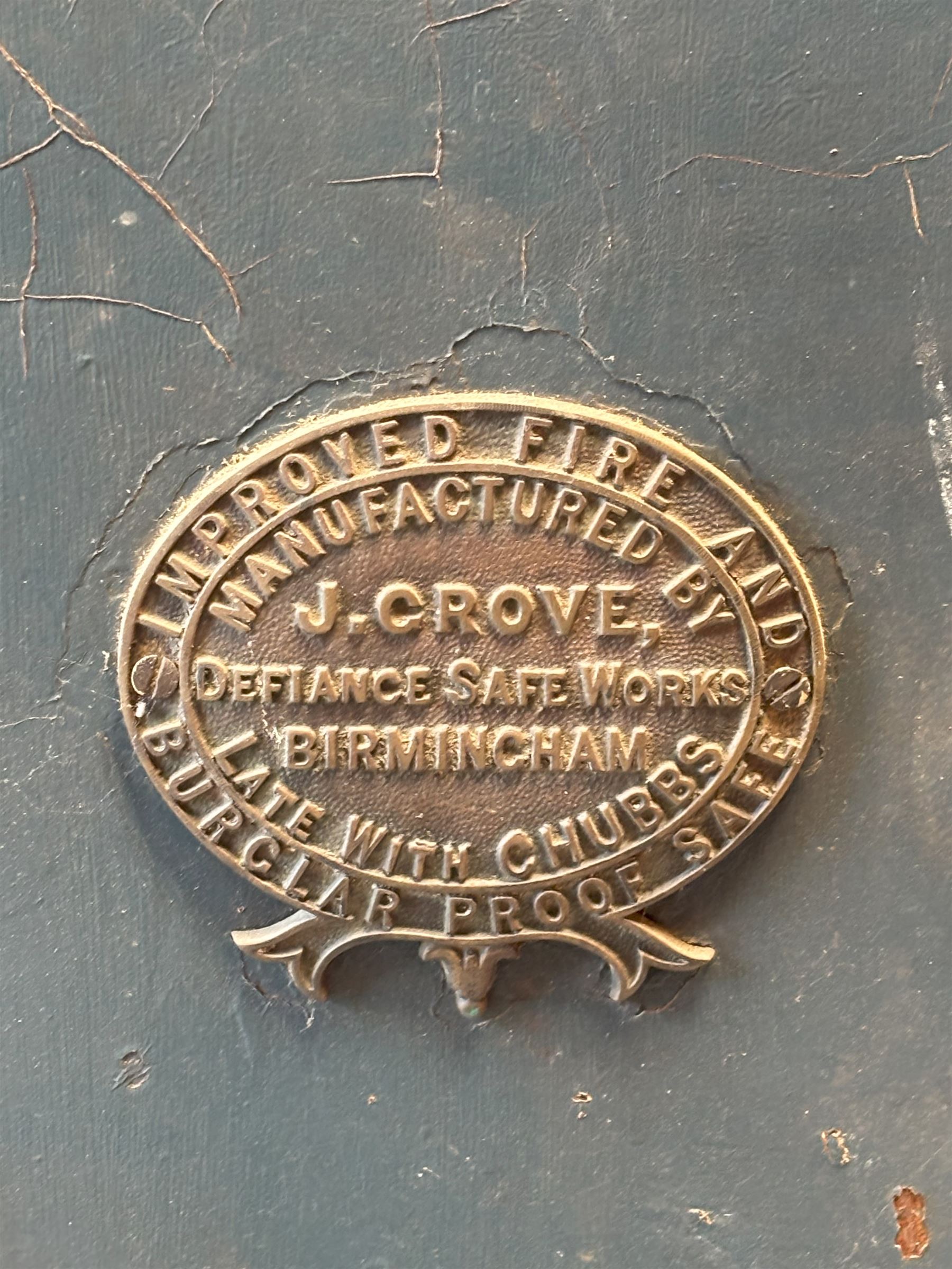 Early 20th century cast iron safe with makers plaque, working with key. H92cm, W68cm, D61cm.  - COLLECTION BY APPOINTMENT FROM: The White House, Thirsk Road, Easingwold, York, YO61 3NF - CALL 01723 507111 TO ARRANGE