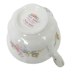 Royal Albert Moss Rose tea and dinner wares, including teapot, coffee pot, fourteen cups and saucers, milk jug, open sucrier etc  