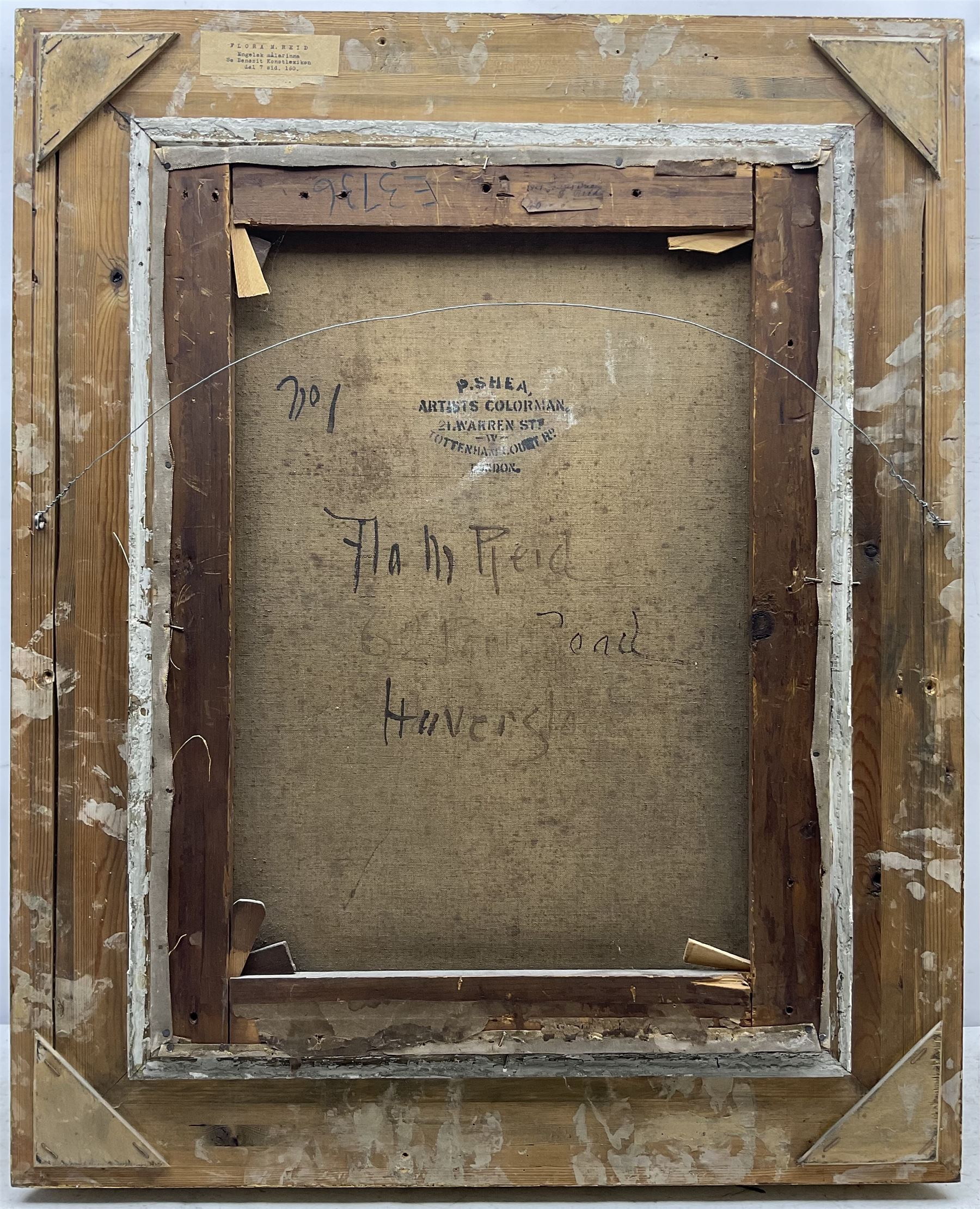 Flora MacDonald Reid (Scottish 1861-1938): 'Love's Young Dream', oil on canvas signed, original title label verso 60cm x 44cm