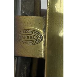 Three Allcocks & Co Ltd reels of brass and wood construction, the largest D4.5 inches