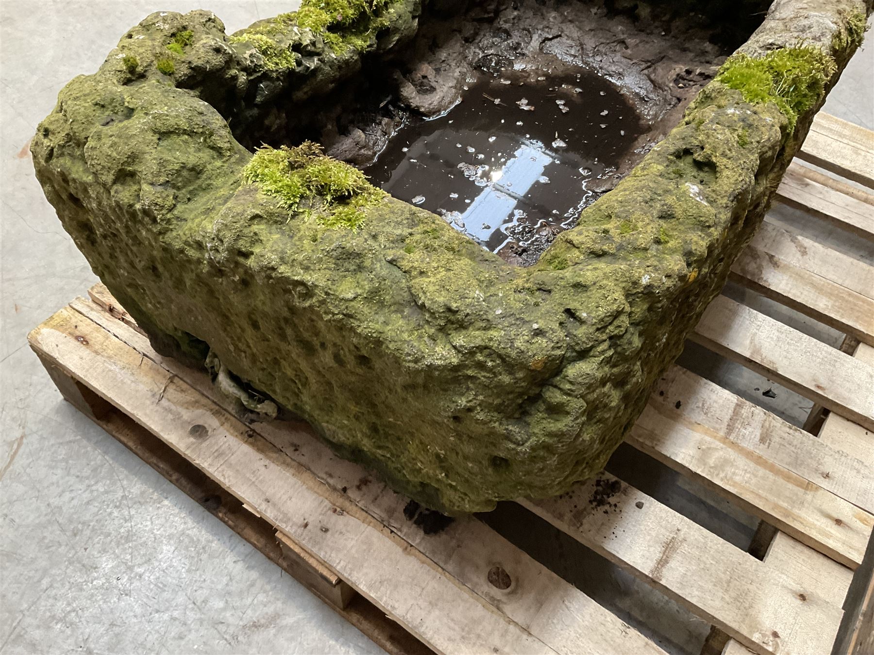Large 19th century weathered rectangular stone trough