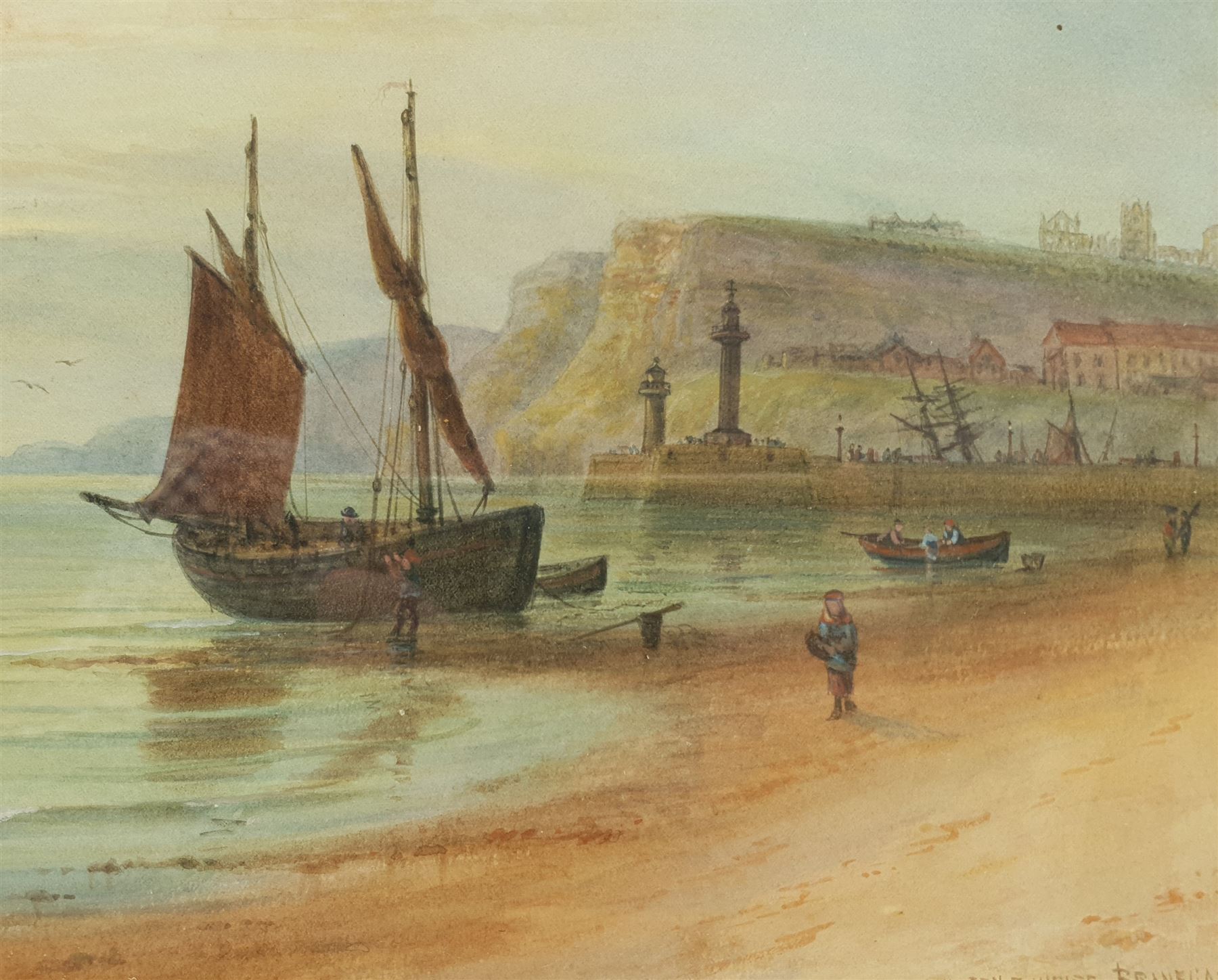 John Francis Branegan (British 1843-1909): 'Whitby Sunrise', watercolour signed and titled 19cm x 23cm
