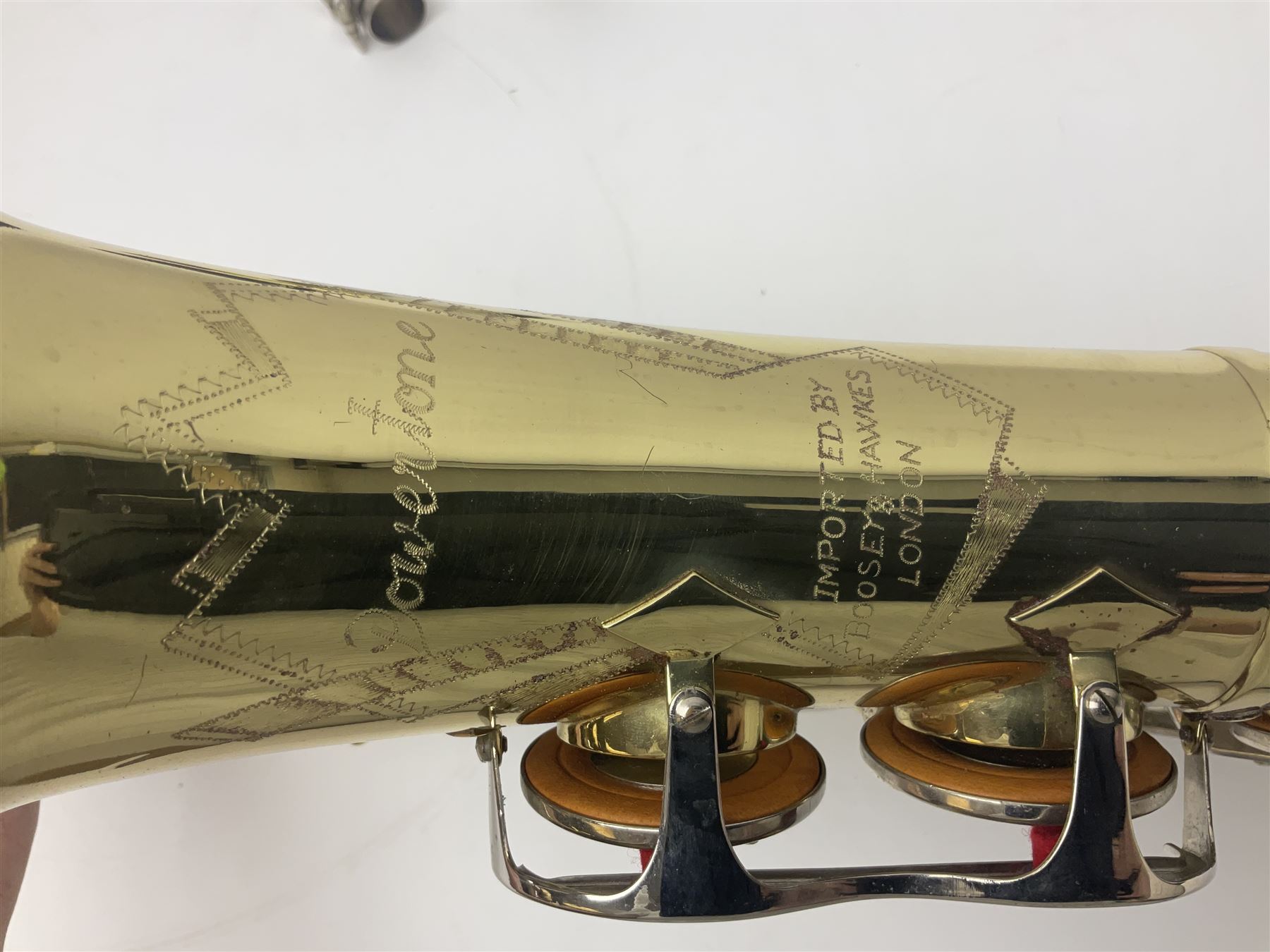 Czechoslovakian Boosey & Hawkes Powertone alto saxophone, serial no.125362; in fitted carrying case with crook