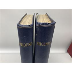 Military related books including two bound volumes of Phoenix Magazine Feb.1945 - Feb.1946; Knight W.S.M.: The History of the Great European War. Ten volumes; folding road map of India; The War in Pictures. Six volumes etc