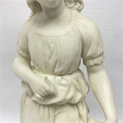 19th century Copeland Parian Ware figure, Young England's Sister, modelled as a girl holding a book, impressed 'Young England' to base, H39cm