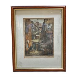 John Edmund Mace (British 1889-1952): 'Arguments Yard' Whitby, print signed and titled in ...