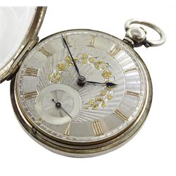 Victorian silver open face fusee pocket watch by William Harrison, Hexham, No. 19714, silver dial with Roman numerals and subsidiary seconds dial, case makers mark C W (possibly Charles Woods), London 1860