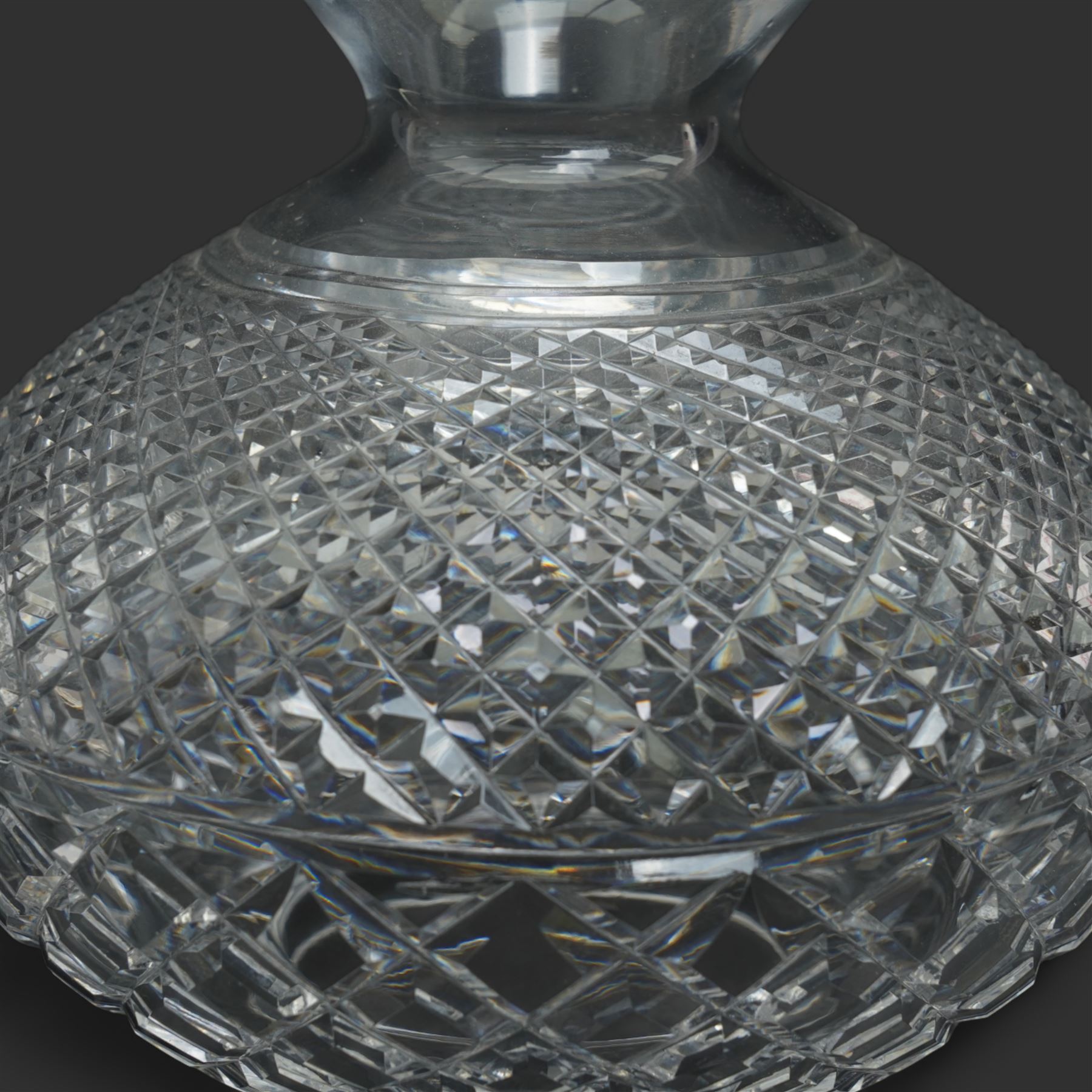 Waterford glass table lamp of baluster form with dome shade and hobnail cut decoration H36cm
