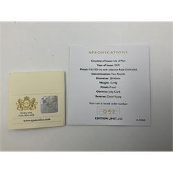 Queen Elizabeth II Isle of Man 2019 '75th Anniversary D-Day Leaders Churchill' gold proof two pound coin, cased with certificate