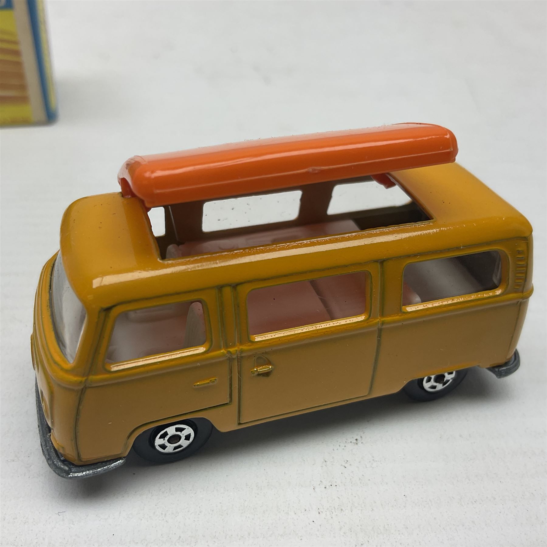 Matchbox 1-75 Series 'Superfast' ex-shop stock - eight models comprising 9e AMX Javelin, 13e Baja Buggy, 14d Iso Grifo, 19e Road Dragster, 22d Freeman Intercity Commuter, 23e Volkswagen Camper, 27e Lamborghini Countach and 29d Racing Mini; all boxed (8)